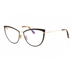 NEW TOM FORD FT5877-B/S 046 EYEGLASSES TF5877-B 046 CAT EYE BROWN/GOLD WOMEN